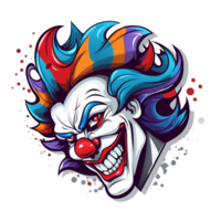 Cartoon Style Artistic Clown Joker Painting Drawing No Background Applicable to any Context Perfect for Print on Demand Merchandise AI Generative png