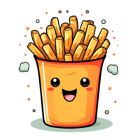 Cartoon Style French Fries No Background Applicable to Any Context Perfect for Print on Demand Merchandise AI Generative png