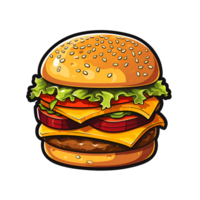 Cartoon Style Cheeseburger No Background Applicable to Any Context Perfect for Print on Demand Merchandise AI Generative png