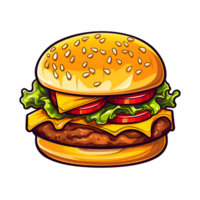 Cartoon Style Cheeseburger No Background Applicable to Any Context Perfect for Print on Demand Merchandise AI Generative png