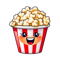 Cartoon Style Popcorn No Background Applicable to any Context Perfect for Print on Demand Merchandise AI Generative png