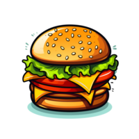 Cartoon Style Cheeseburger No Background Applicable to Any Context Perfect for Print on Demand Merchandise AI Generative png