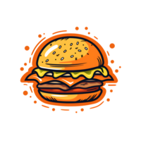 Cartoon Style Cheeseburger No Background Applicable to Any Context Perfect for Print on Demand Merchandise AI Generative png