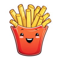Cartoon Style French Fries No Background Applicable to Any Context Perfect for Print on Demand Merchandise AI Generative png