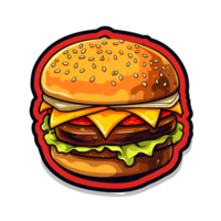 Cartoon Style Cheeseburger No Background Applicable to Any Context Perfect for Print on Demand Merchandise AI Generative png