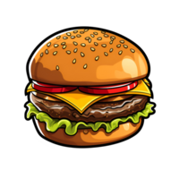 Cartoon Style Cheeseburger No Background Applicable to Any Context Perfect for Print on Demand Merchandise AI Generative png