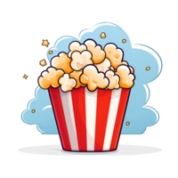 Cartoon Style Popcorn No Background Applicable to any Context Perfect for Print on Demand Merchandise AI Generative png