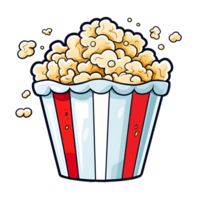 Cartoon Style Popcorn No Background Applicable to any Context Perfect for Print on Demand Merchandise AI Generative png