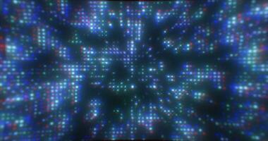 Abstract blue futuristic hi-tech energy particles dots and squares magical bright glowing background photo