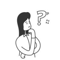 hand drawn doodle person doubts with question mark symbol illustration vector