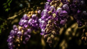 Vibrant illustration close up of flowering wisteria photo