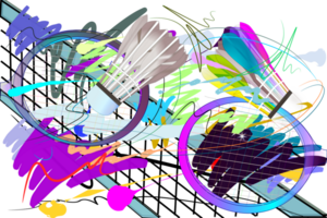 net and balls badminton  brush strokes style png