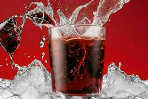 Splashing of Cola and Ice. AI Generative Pro Photo