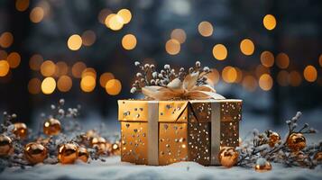 Beautiful gift box for New Year and Christmas photo