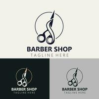 Barbero logo diseño cortar con tijeras icono modelo. moderno sencillo diseño. peluquería herramientas y peluquería. vector ilustración