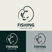 Hook Fishing logo simple and modern vintage rustic vector design style template illustration