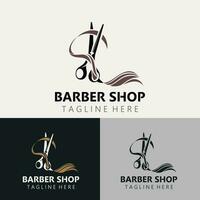 Barbero logo diseño cortar con tijeras icono modelo. moderno sencillo diseño. peluquería herramientas y peluquería. vector ilustración