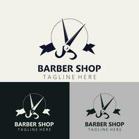 Barbero logo diseño cortar con tijeras icono modelo. moderno sencillo diseño. peluquería herramientas y peluquería. vector ilustración