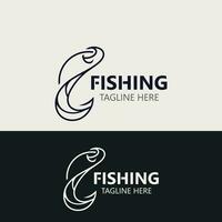 Hook Fishing logo simple and modern vintage rustic vector design style template illustration