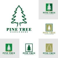 Set of Pine Tree logo design vector. Creative Pine logo concepts template vector