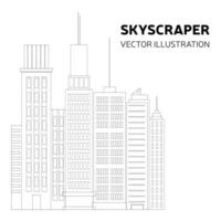 Minimal square outline skyscraper banner concept. Doodle office building post concept. Vector illustraiton.