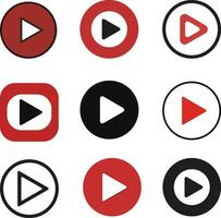 Set of modern video play button icon vector