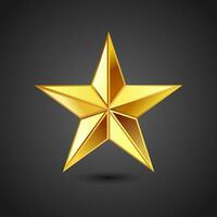 3d golden star vector icon