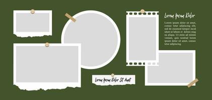 Pictures or photos frame collage. comics page grid layout abstract photo frames and digital photo wall template vector