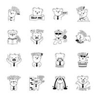 Collection of Typographic Bear Glyph Stickers vector
