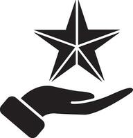 Hand and star icon vector