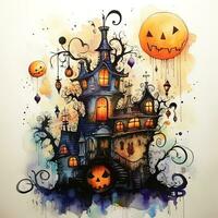 Cartoon Halloween spooky house. photo