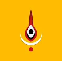 Lord Durga third eye with white half moon vector icon.