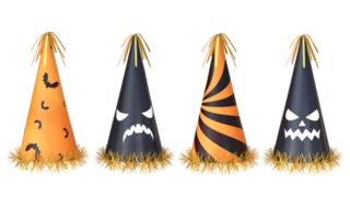 3D Rendering Halloween Black And Orange Party Hats png