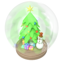 The Snowman and Christmas tree in glass ball for holiday concept 3d rendering png