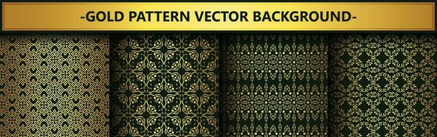 Collection gold and black seamless pattern background vector