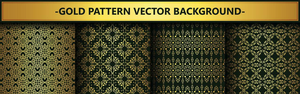 Collection gold and black seamless pattern background