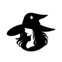 Mysterious witch profile portrait, silhouette. Vector illustration