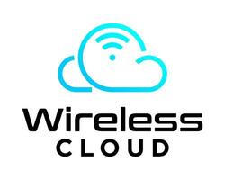 Wireless connection cloud storage technology logo design. vector