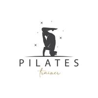 Pilates Pose Logo, Yoga Logo Design Vector Template Illustration