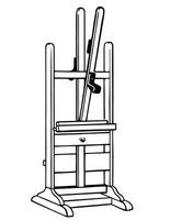 de madera caballete. vector Clásico ilustración de aislado objetos. bosquejo de el artista s taller. icono de lona en pararse, artístico instrumentos, accesorios