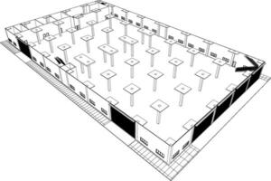 3d ilustración de industrial edificio vector