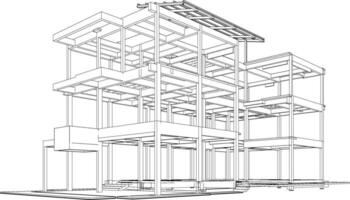 3D illustration of building structure vector