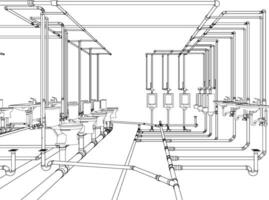 3D illustration of building piping vector