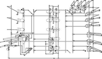 3D illustration of building piping vector