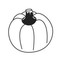 Growing ripening pumpkin black and white 2D cartoon object. Autumn harvest. Vegetable isolated vector outline item. Thanksgiving fall season. October autumnal monochromatic flat spot illustration