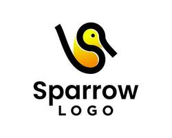 Letter S monogram sparrow logo design. vector