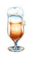 Watercolor illustration of beer with foam in a glass. Harvest festival, Oktoberfest beer festival. Compositions for posters, cards, banners, flyers, covers, playbills and other printed products. png