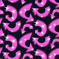 Pattern is drawn with curved arrows of a seamless pattern. Hand-drawn vector thick multicolored transparent pink arrows. Curved rounded directions. Seamless banner with vector direction indicators