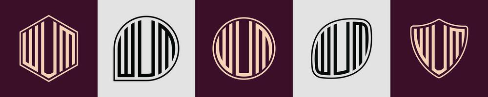 creativo sencillo inicial monograma wum logo diseños vector