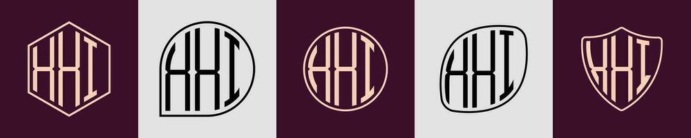 Creative simple Initial Monogram XXI Logo Designs. vector
